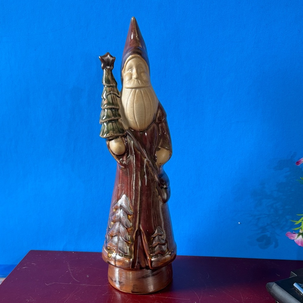 vintage folk-art style stoneware Santa (or Father Christmas) figurine